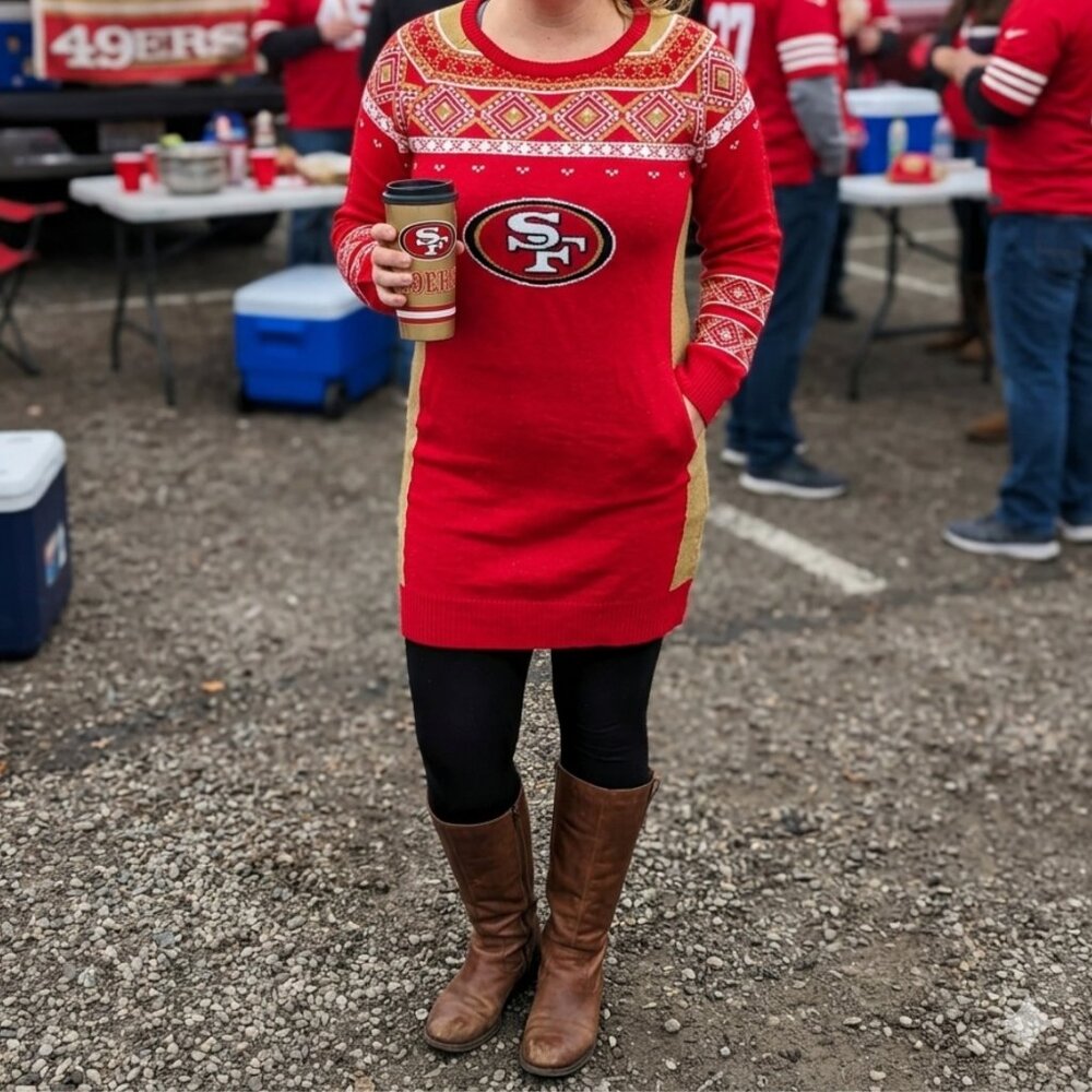 🏈 San Francisco 49ers Ugly Christmas Sweater Dress